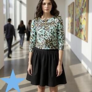 Diane Von Furstenberg DVF Fit Flare Barron Black Mini Synthetic Nylon Skirt 10 L